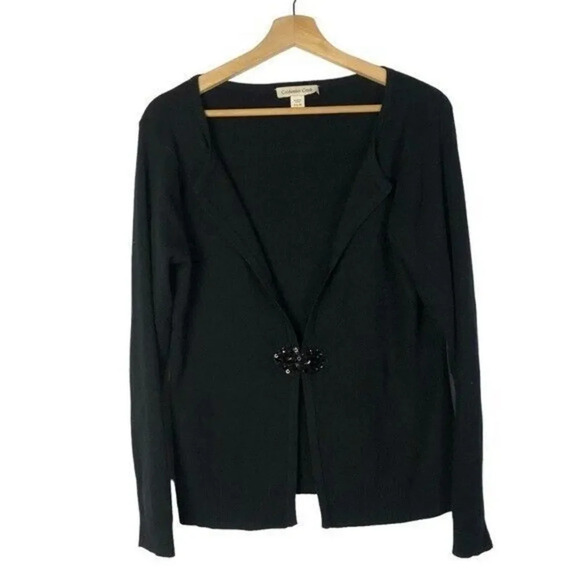 Coldwater Creek Black Embellished Closure Cardigan Sweater S - Picture 1 of 3